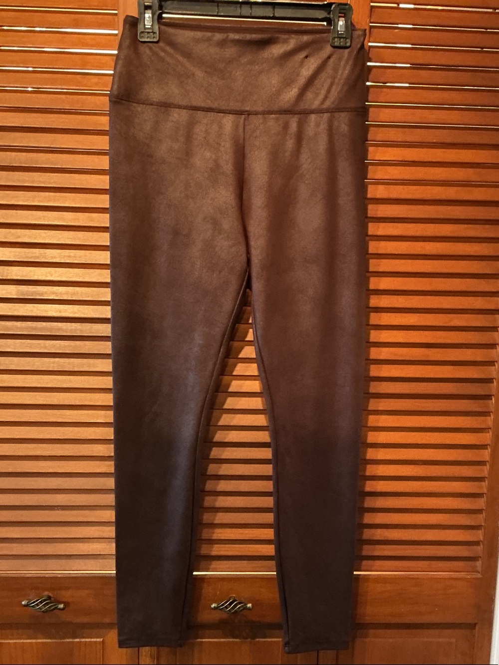 Simply Vera Vera Wang Brown Faux-Leather High-Waist Leggings